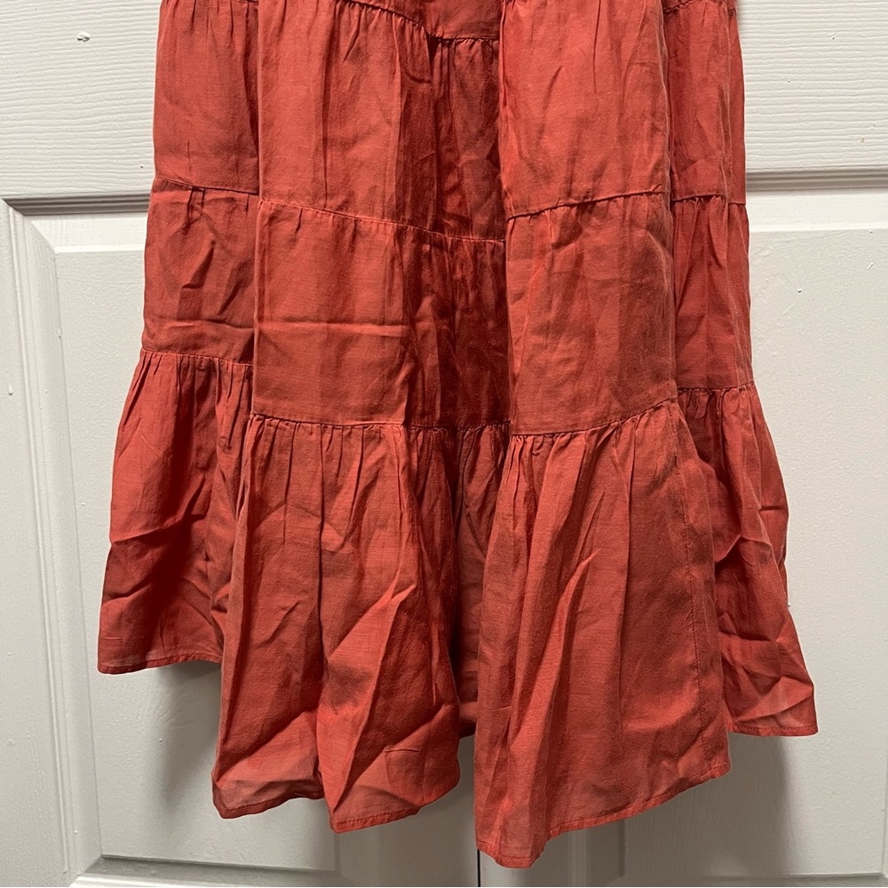 NWT J. Crew Womens Re-Imagined Tie-Shoulder Cotton Voile Tiered Dress Red Size S - Picture 4 of 16